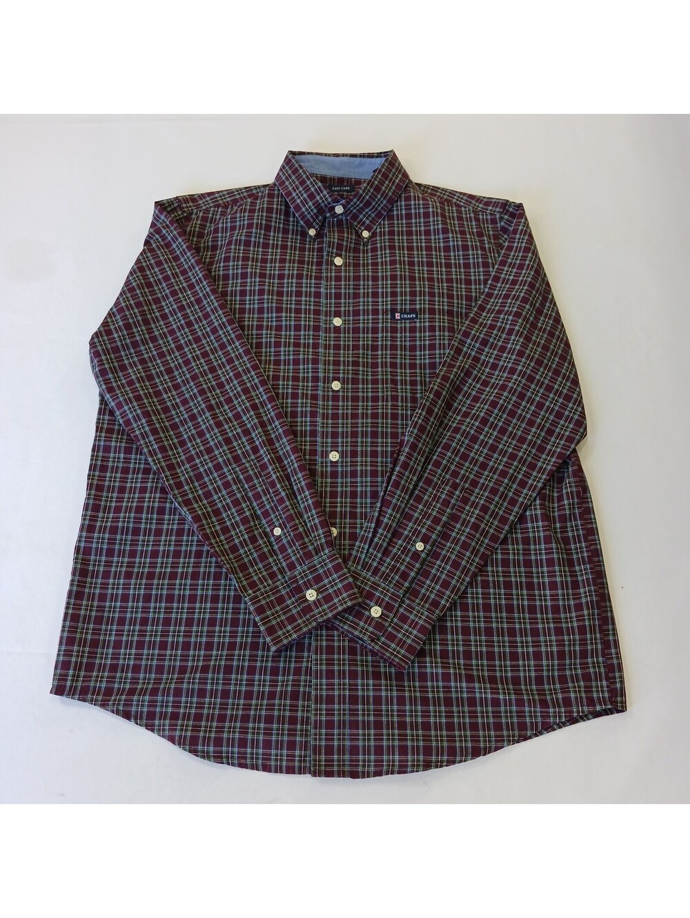 Chaps Men’s Red Plaid Long Sleeve Button-Down Collar Shirt Size Medium Chest 46